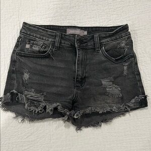 Women's Black Distressed Denim Shorts